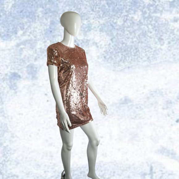 Forever 21 Copper Rose Sequin Mini Dress Size L - Picture 2 of 16